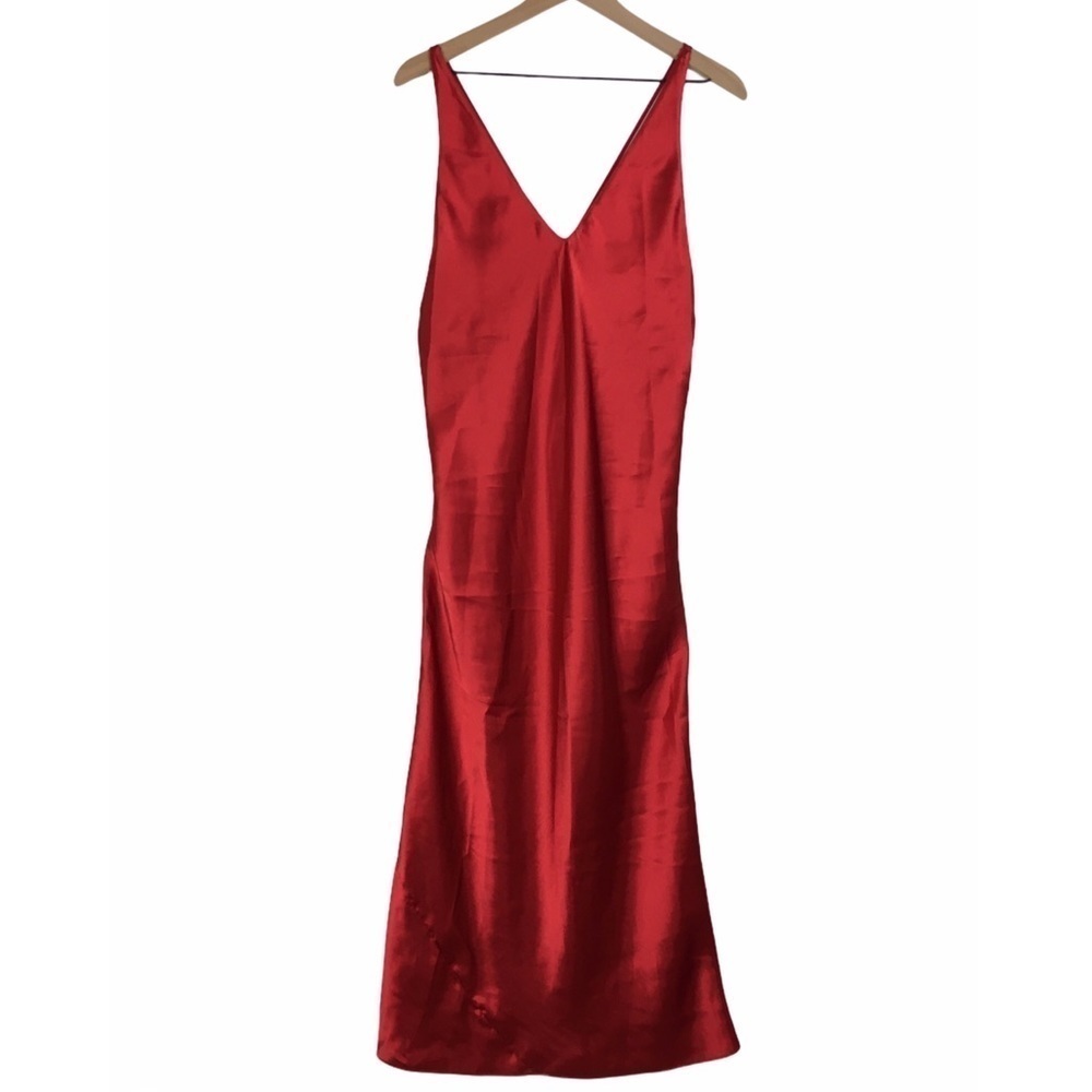 FREDERICK’S OF HOLLYWOOD Vintage Gown Long Satin Small Plunge Lingerie Boudoir